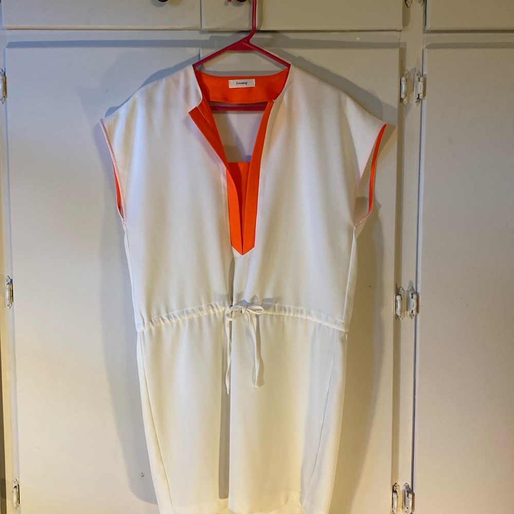 Freeway mini dress cream with orange piping